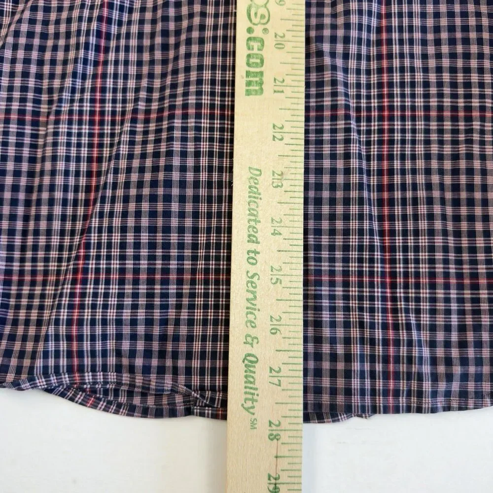 Banana Republic Western Shirt Mens S Pearl Snap Long sleeve Red, Navy Plaid